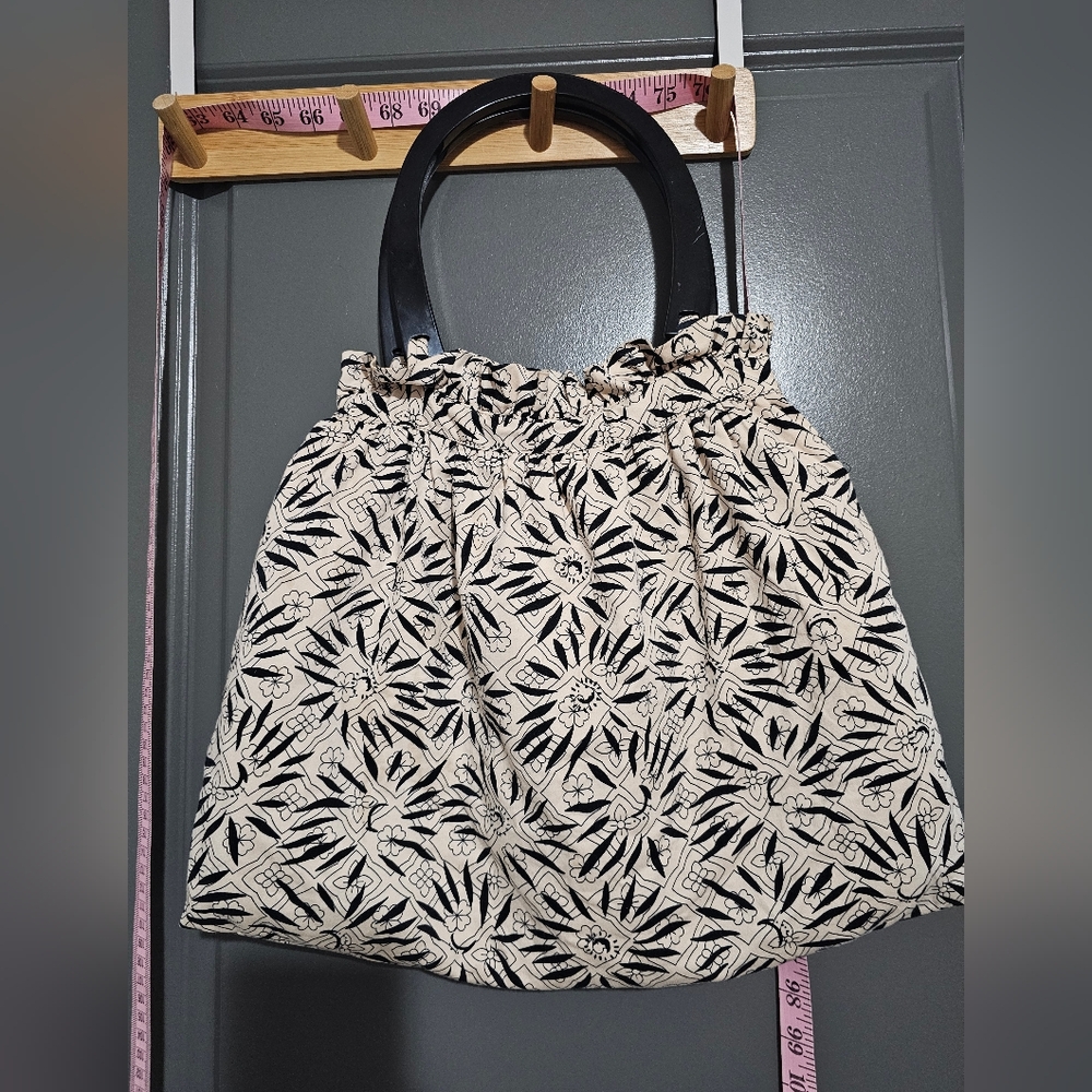 Nanette Lepore Black and Tan Geometric Tote Bag